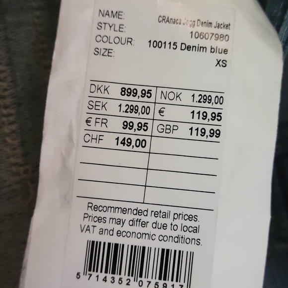 DENIM Fitted Jacket by "cream" sz. XS, Designer Jean Jacket NWT - Picture 9 of 12